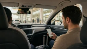 Traveller using a smartphone in Bahrain for bahrain airport to manama mobile internet