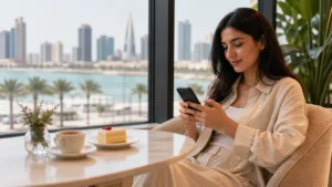 Traveller using a smartphone in Bahrain for bahrain esim android