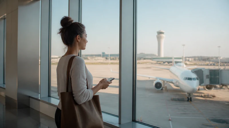 Traveller using a smartphone in Bahrain for bahrain esim manama stopover