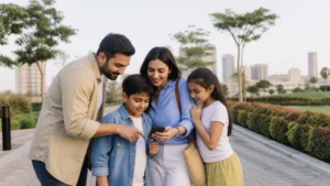 Traveller using a smartphone in Bahrain for bahrain family travel internet