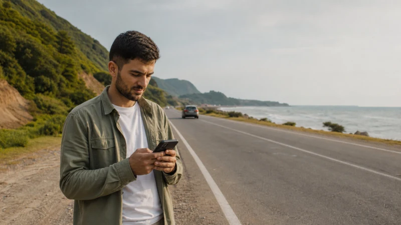 Traveller using mobile data between Baku and Lankaran