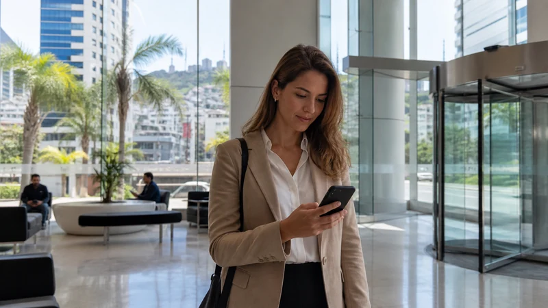 Traveller using a smartphone in Ecuador for banos mobile internet