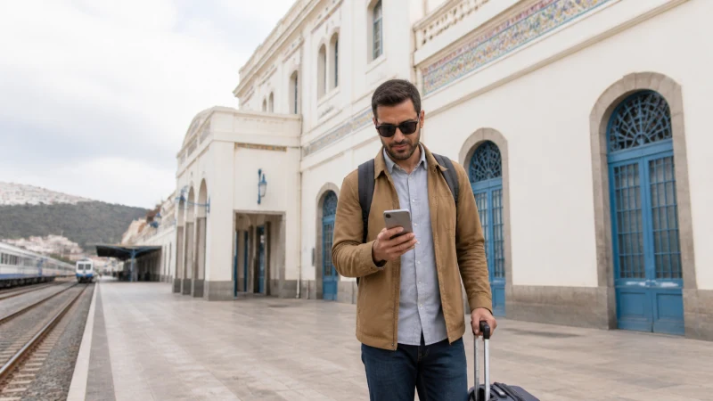 Traveller choosing an eSIM for a trip to Algeria