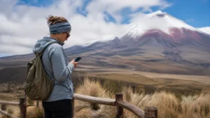 Traveller using a smartphone in Ecuador for best esim ecuador travel