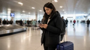 Traveller using a smartphone in Chile for how to choose a mobile network for chile