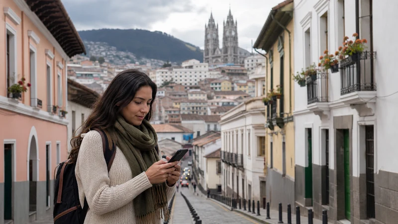 Traveller using a smartphone in Ecuador for best network ecuador tourists