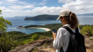 Traveller using a smartphone in Panama for best network panama tourists