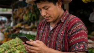 Traveller using a smartphone in Guatemala for best sim card guatemala