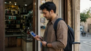 Traveller using a smartphone in Jordan for best sim card for jordan: local sim vs travel esim