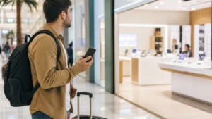 Traveller using a smartphone in Qatar for best sim card for qatar: local sim vs travel esim
