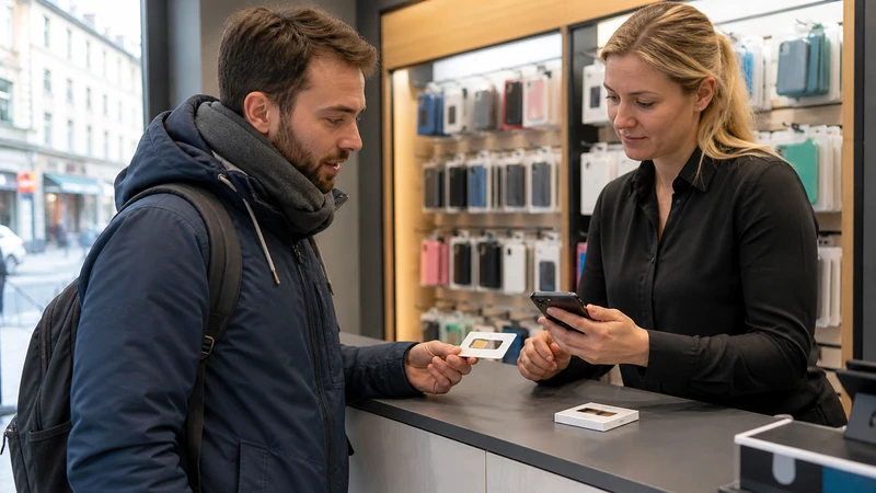 Traveller using a smartphone while preparing for best sim card for sweden: local sim or travel esim