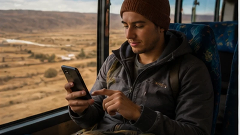 Traveller using a smartphone in Bolivia while researching backpacking bolivia: how to stay connected