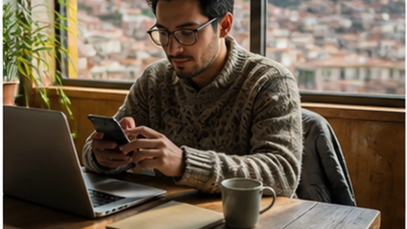 Traveller using a smartphone in Bolivia while researching mobile internet for a long stay in bolivia