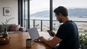 Traveller using a smartphone in Brazil for brazil long stay mobile internet