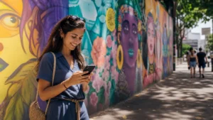 Traveller using a smartphone in Brazil for brazil short trip mobile data