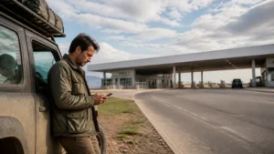 Traveller using a smartphone in Brazil for brazil uruguay border mobile internet
