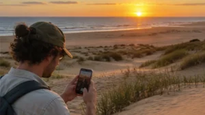 Traveller using a smartphone in Uruguay for cabo polonio mobile internet