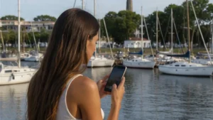 Traveller using a smartphone in Uruguay for carmelo uruguay mobile internet
