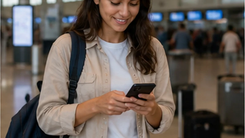 Traveller using a smartphone in Uruguay for carrasco airport esim setup