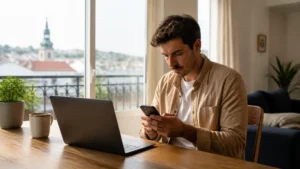 Traveller using a smartphone in Chile for working remotely from chile: a realistic internet guide