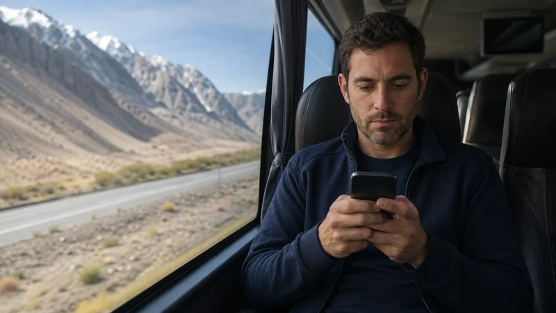 Traveller using a smartphone in Chile for keeping your family connected in chile