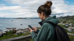 Traveller using a smartphone in Chile for can you rely on mobile data on chiloé?