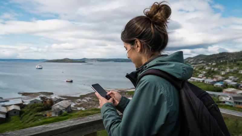 Traveller using a smartphone in Chile for can you rely on mobile data on chiloé?