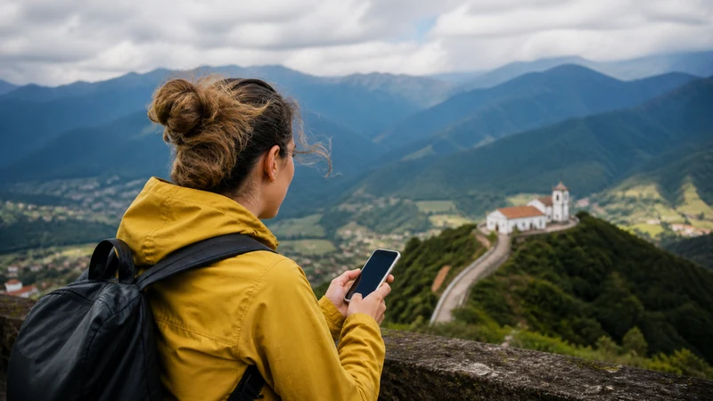 Traveller using a smartphone in Colombia for what mobile coverage is like across colombia