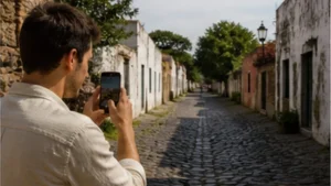 Traveller using a smartphone in Uruguay for colonia del sacramento mobile internet