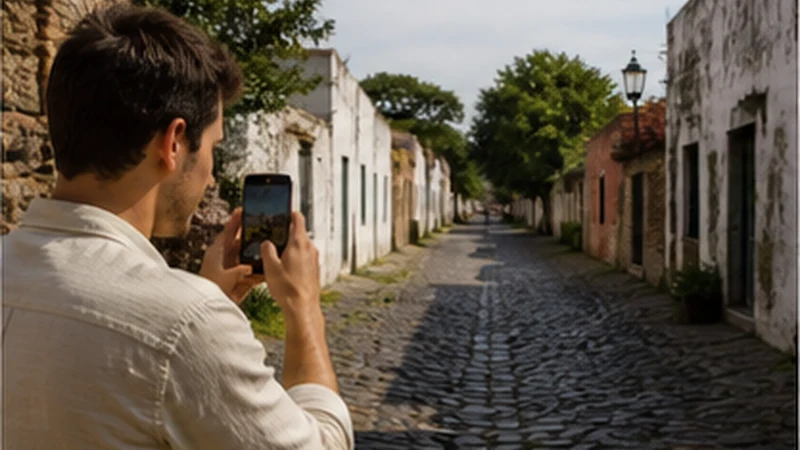 Traveller using a smartphone in Uruguay for colonia del sacramento mobile internet