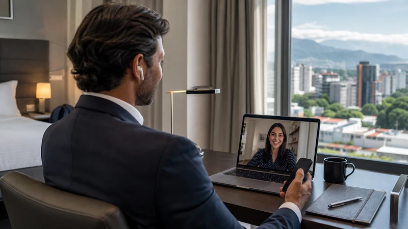 Traveller using a smartphone in Costa Rica for reliable mobile internet for business travel in costa rica