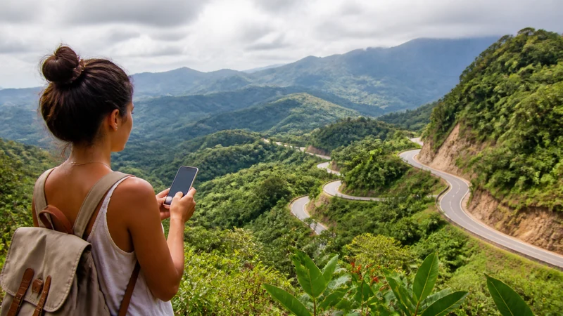 Traveller using a smartphone in Costa Rica for what mobile coverage is really like in costa rica