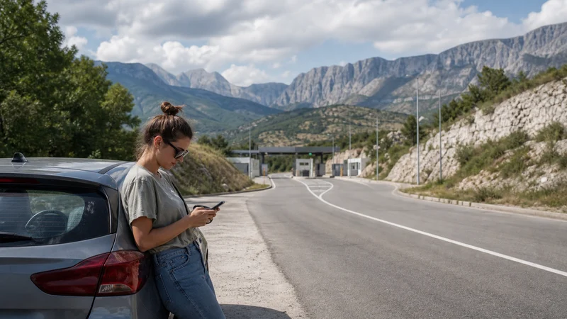 Traveller using a smartphone during croatia to bosnia and herzegovina mobile internet in Bosnia and Herzegovina.