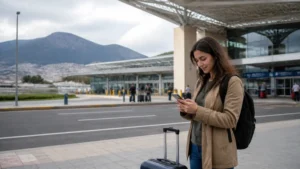 Traveller using a smartphone in Ecuador for cuenca mobile internet