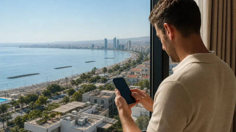 Traveller configuring an iPhone in Cyprus