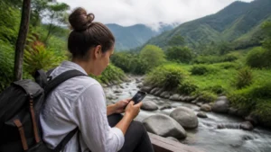 Traveller using a smartphone in Panama for david boquete mobile internet