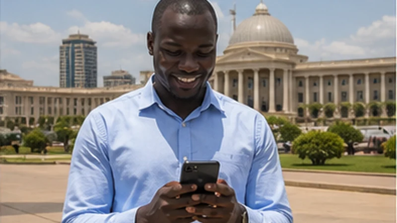 Traveller using mobile internet on a smartphone in Dodoma