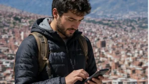 Traveller using a smartphone in Bolivia while researching does esim work in bolivia? a complete traveller guide