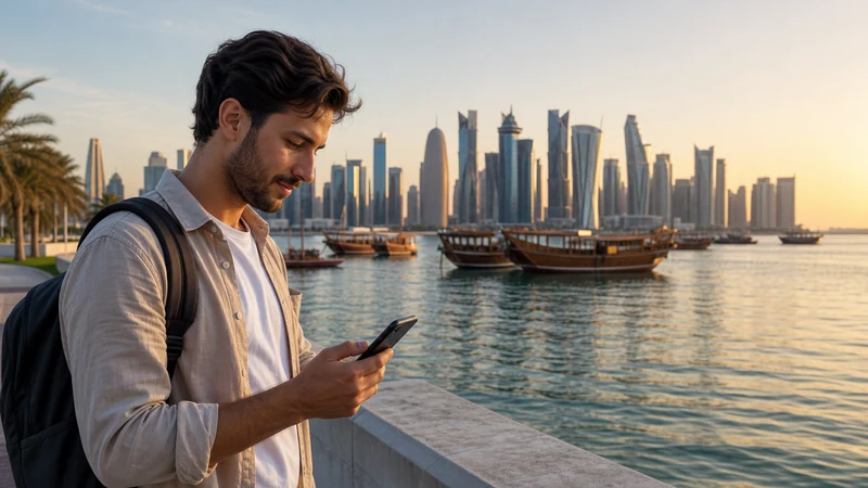 Traveller using a smartphone in Qatar for does esim work in qatar? 2026 traveller guide