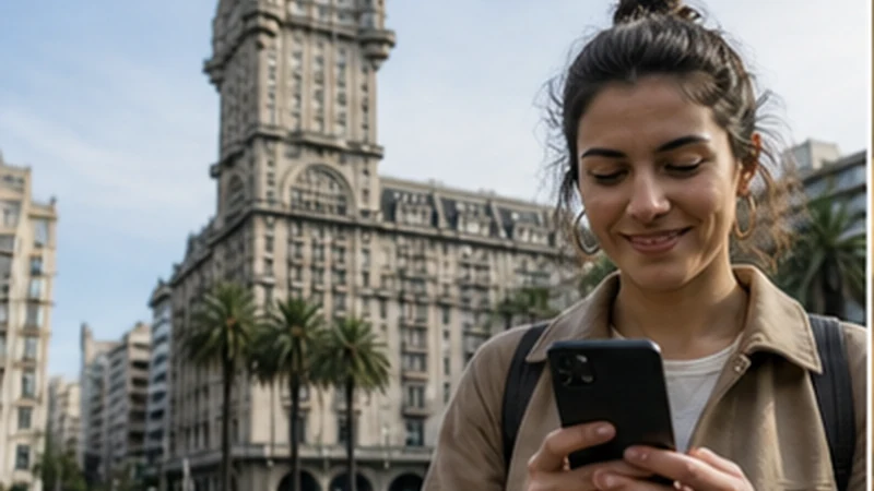 Traveller using a smartphone in Uruguay for does esim work uruguay