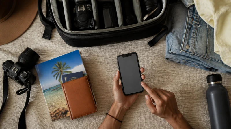 Traveller checking phone eSIM compatibility before an Aruba trip