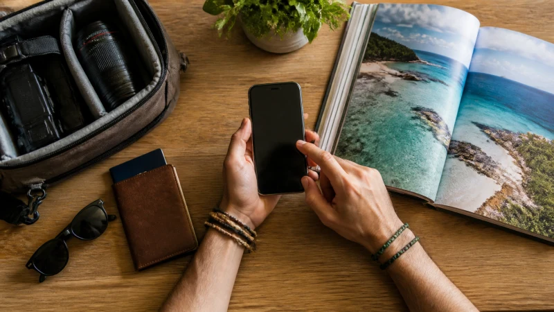 Traveller checking phone compatibility before a Bahamas trip