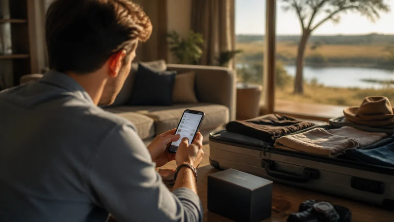 Traveller checking phone compatibility before Botswana.