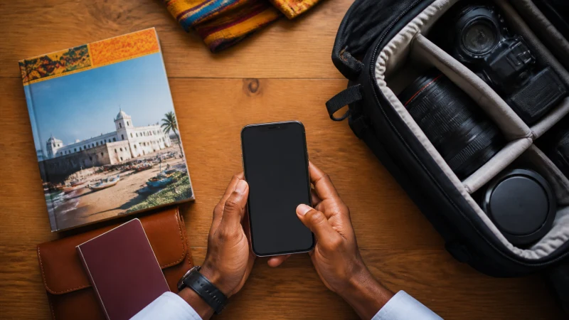 Traveller checking phone compatibility before a Ghana trip