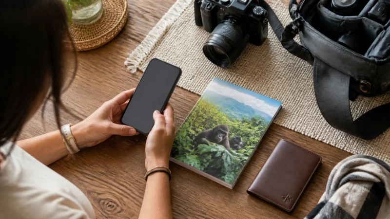 Traveller checking phone compatibility before a Rwanda trip