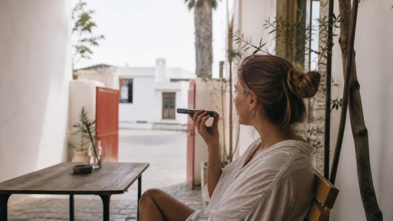 Traveller using a smartphone in Namibia while using WhatsApp in Namibia