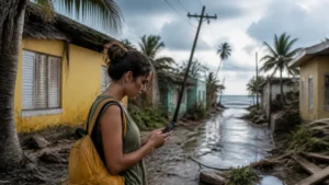 Traveller using a smartphone in the Dominican Republic for dominican republic emergency connectivity
