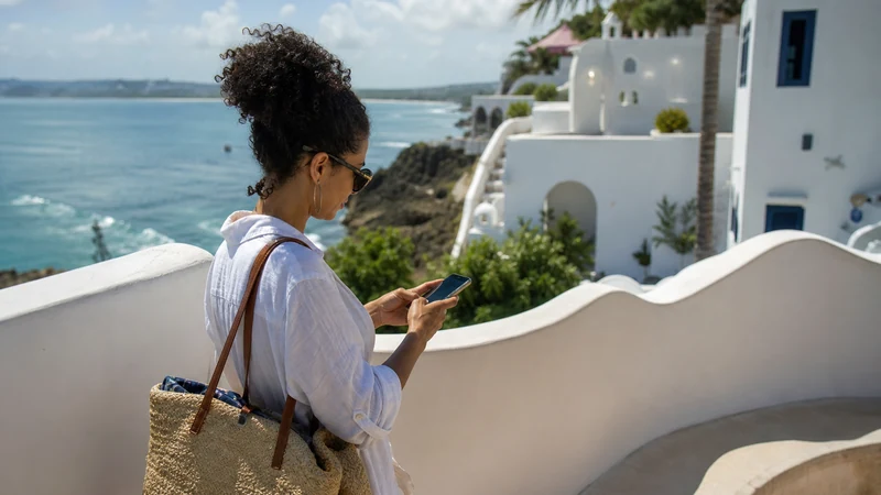Traveller using a smartphone in the Dominican Republic for dominican republic long stay mobile internet
