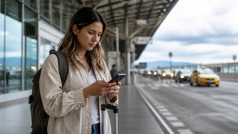 Traveller using a smartphone in Colombia for your mobile data checklist for arriving in bogotá
