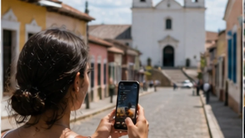 Traveller using a smartphone in El Salvador while researching how to use an el salvador esim on an iphone